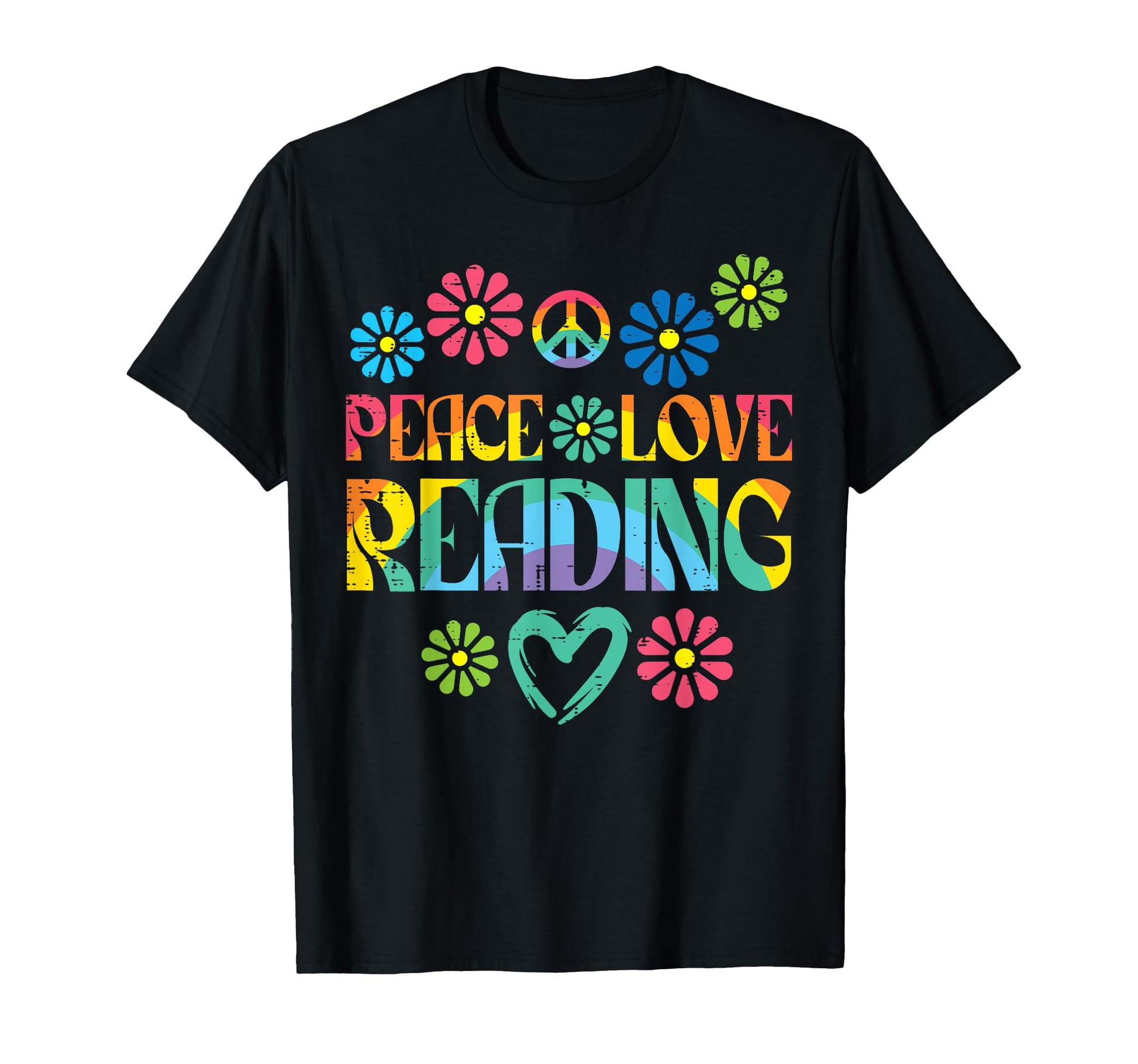 Peace Love Reading Tie Dye Book T-Shirt - Casual Everyday Wear Men Women - T-Shirt, Sweatshirt, Hoodie