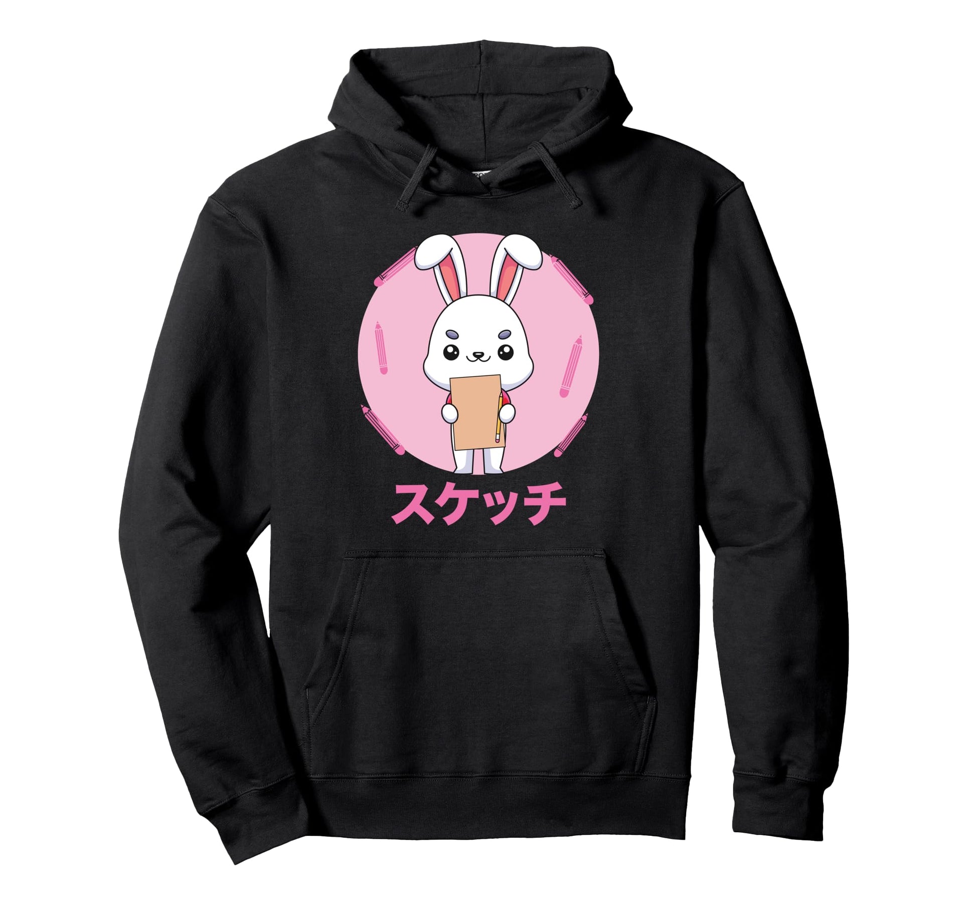 Rabbit Sketching Vaporwave Hoodie - Casual Everyday Wear for Adults - T-Shirt, Sweatshirt, Hoodie
