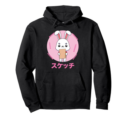 Rabbit Sketching Vaporwave Hoodie - Casual Everyday Wear for Adults - T-Shirt, Sweatshirt, Hoodie
