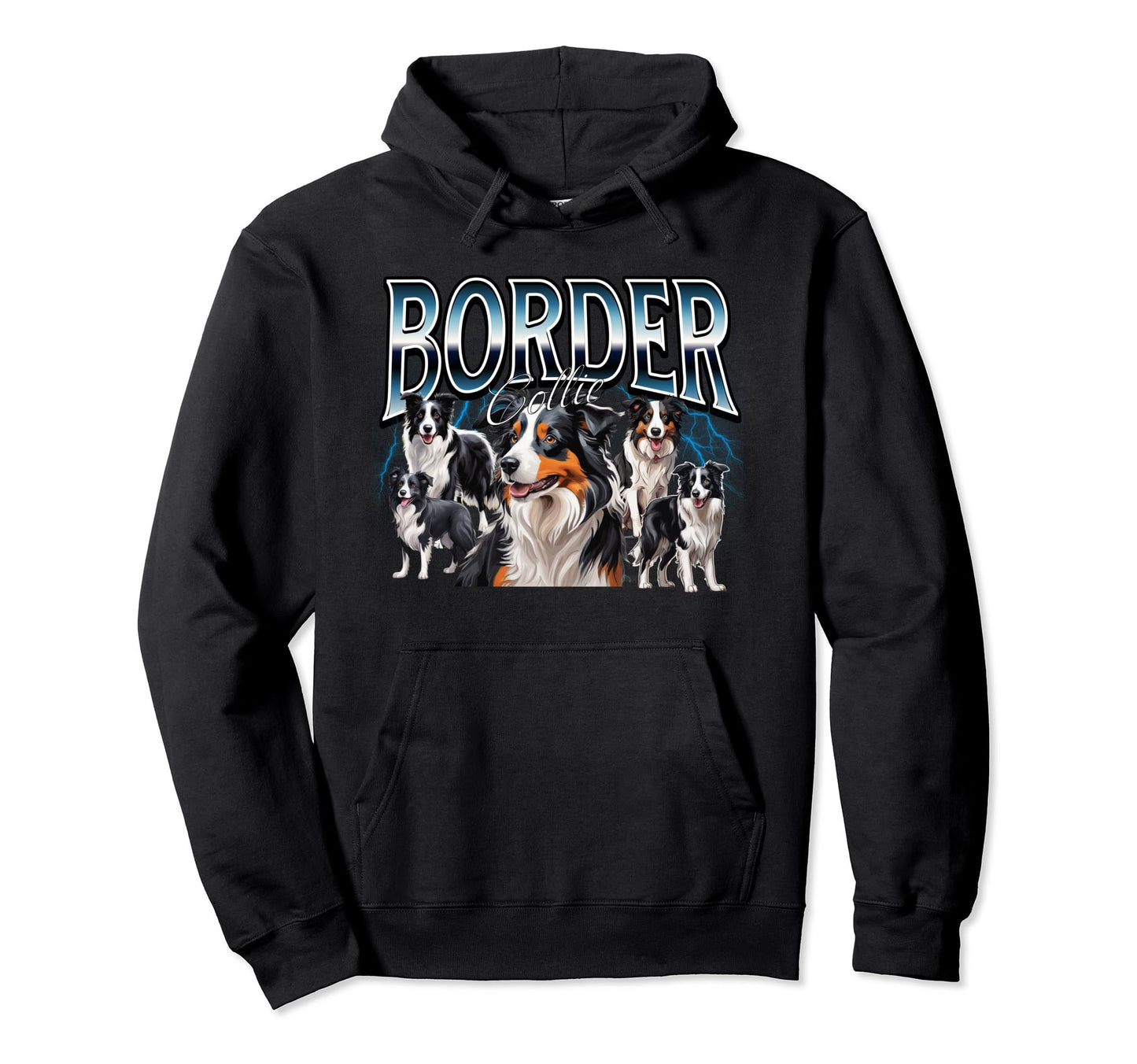 Border Collie Dog 90S Bootleg Grunge Rap Hoodie - Trendy Graphic for Adults - T-Shirt, Sweatshirt, Hoodie
