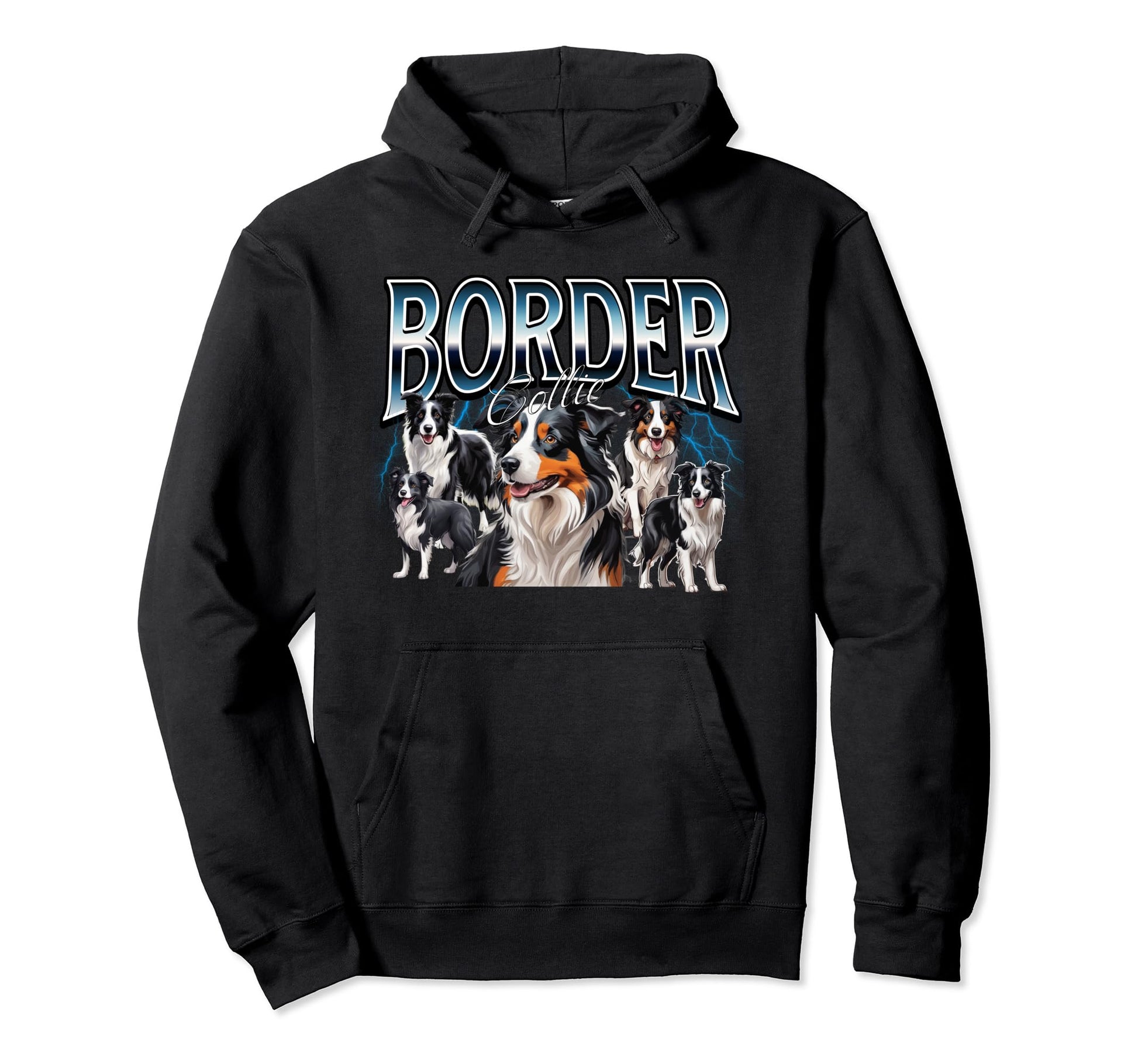 Border Collie Dog 90S Bootleg Grunge Rap Hoodie - Trendy Graphic for Adults - T-Shirt, Sweatshirt, Hoodie