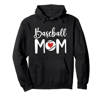 Baseball Mom Baseball Heart Game Day Hoodie - Custom Art Print Men Women - T-Shirt, Sweatshirt, Hoodie