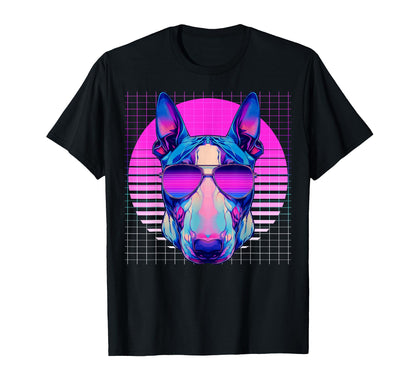 Bull Terrier Sunglasses Dog Vaporwave T-Shirt - Minimalist Print Men Women - T-Shirt, Sweatshirt, Hoodie