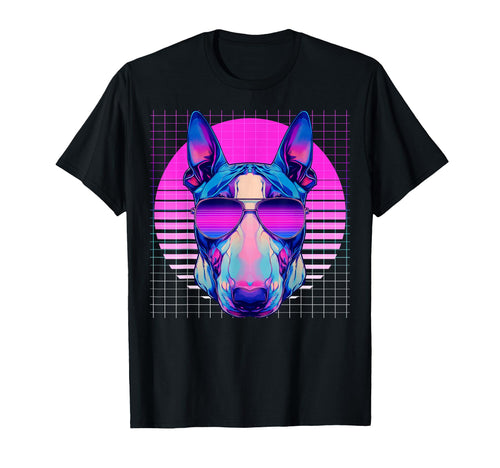 Bull Terrier Sunglasses Dog Vaporwave T-Shirt - Minimalist Print Men Women - T-Shirt, Sweatshirt, Hoodie