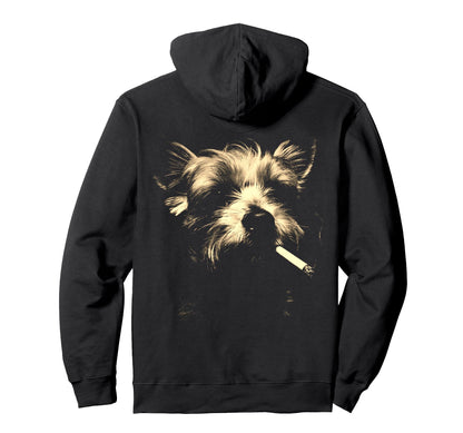 Yorkshire Terrier Smoking Cigarette Meme Hoodie - Graphic Print for Adults - T-Shirt, Sweatshirt, Hoodie