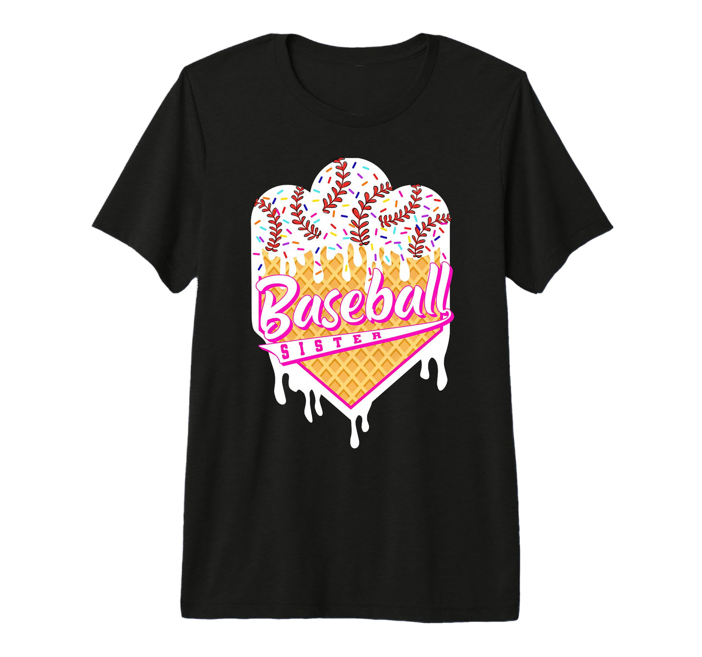 Baseball Sister Ice Cream Drip Sweet T-Shirt - Aesthetic Graphic Unisex - T-Shirt, Sweatshirt, Hoodie