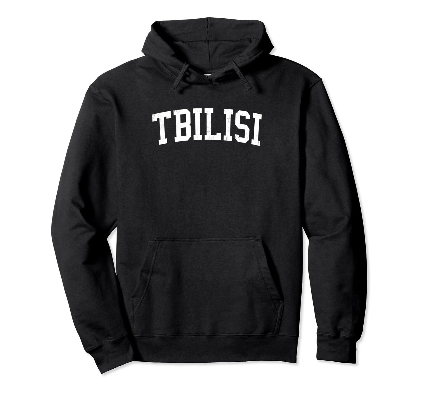 Tbilisi Georgia Distressed White Varsity Hoodie - Minimalist Print Unisex - T-Shirt, Sweatshirt, Hoodie