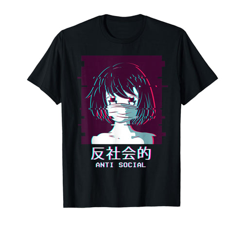 Antisocial Sad Anime Vaporwave Aesthetic T-Shirt - Streetwear Style Unisex - T-Shirt, Sweatshirt, Hoodie