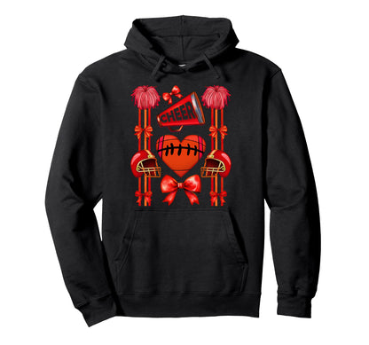 Football Cheer Mom Coquette Bow Mom Hoodie - Aesthetic Graphic for Adults - T-Shirt, Sweatshirt, Hoodie