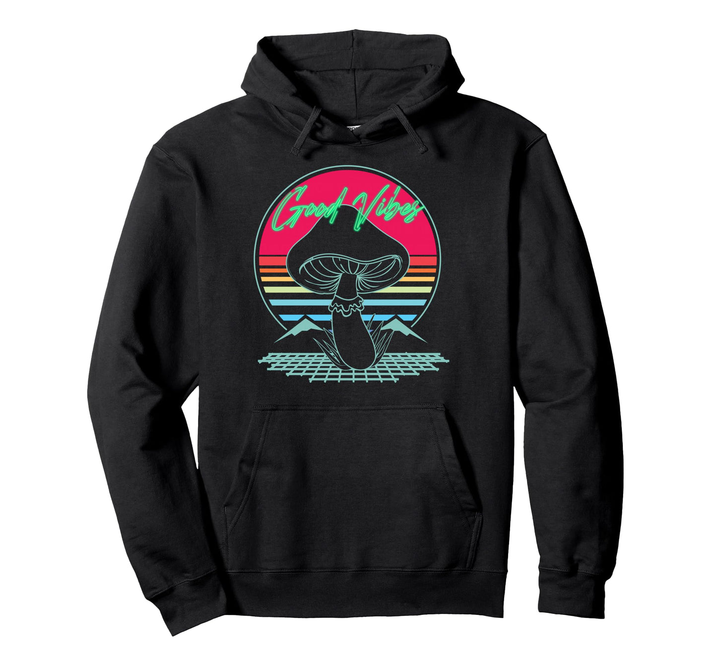 Good Vibez Mushroom Sunset Vaporwave Hoodie - Streetwear Style Unisex - T-Shirt, Sweatshirt, Hoodie