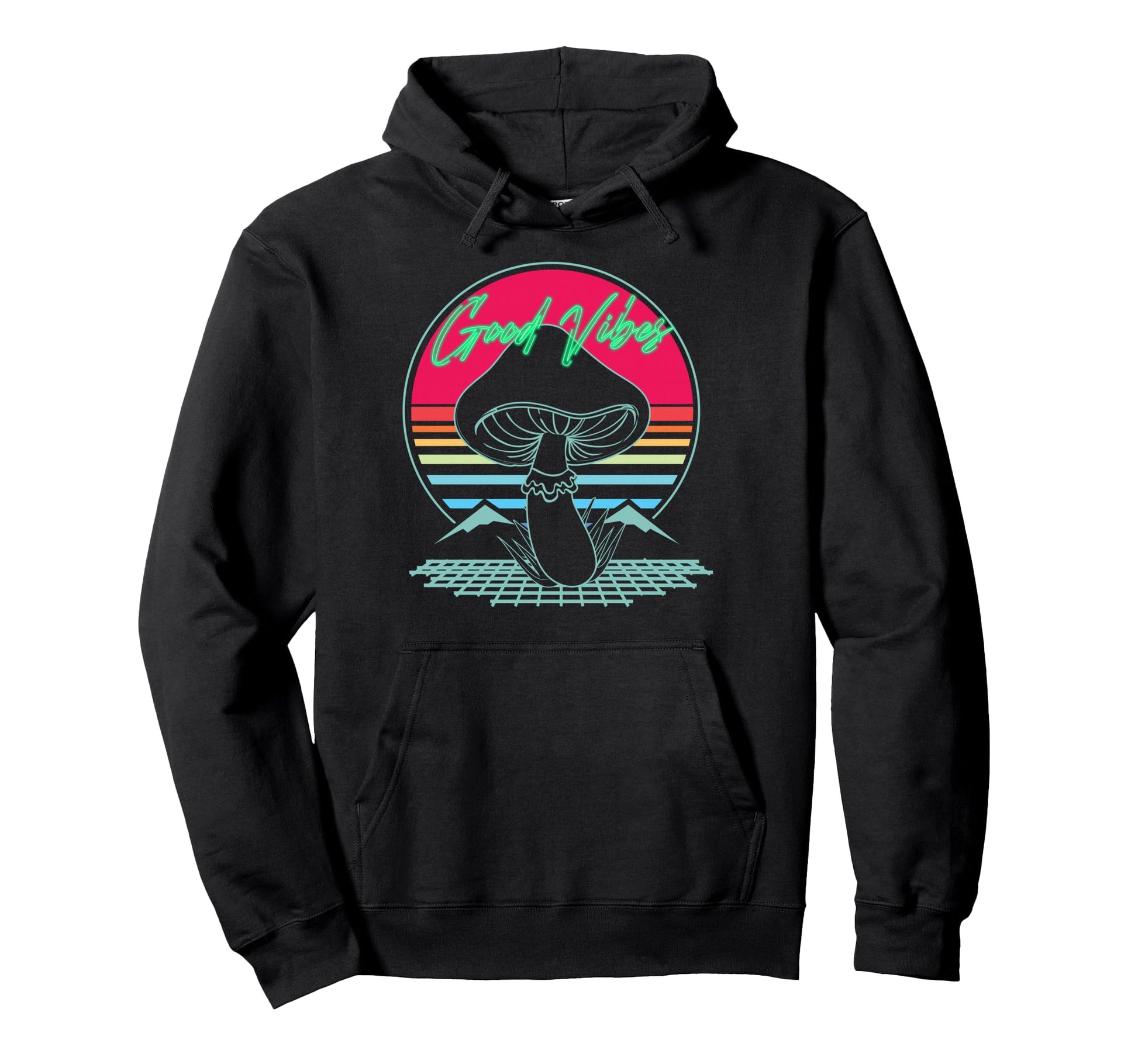 Good Vibez Mushroom Sunset Vaporwave Hoodie - Streetwear Style Unisex - T-Shirt, Sweatshirt, Hoodie