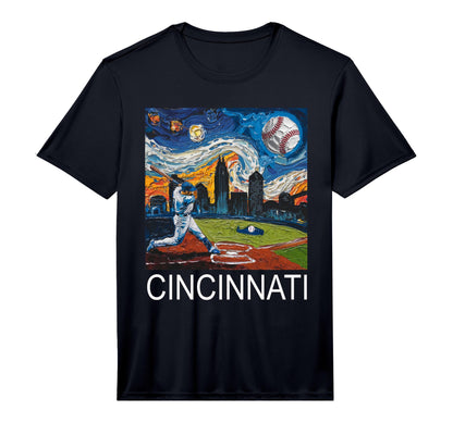 Baseball Van Gogh Sky Painting T-Shirt - Fun Novelty Design for Adults - T-Shirt, Sweatshirt, Hoodie