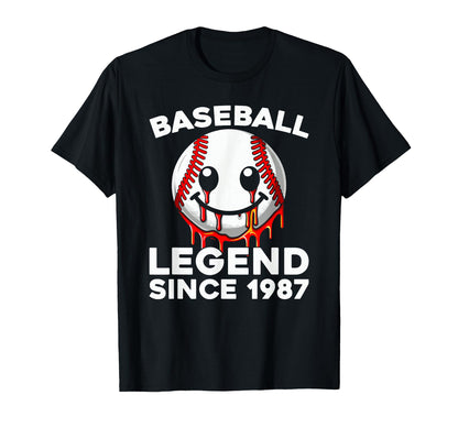 Born 1987 Baseball Team Sport Player T-Shirt - Aesthetic Graphic Unisex - T-Shirt, Sweatshirt, Hoodie