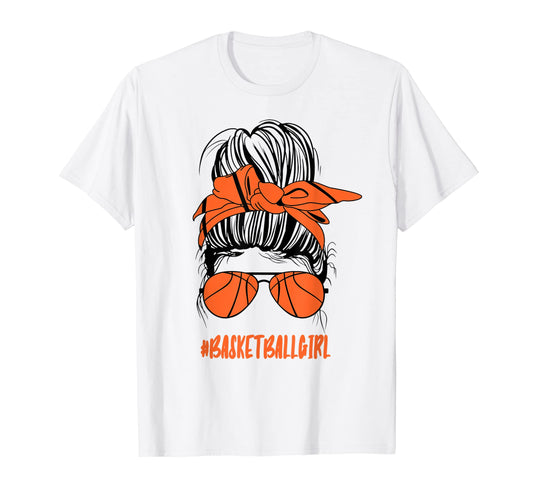 Messy Bun Basketball Glasses Game Mom T-Shirt - Trendy Graphic Unisex - T-Shirt, Sweatshirt, Hoodie