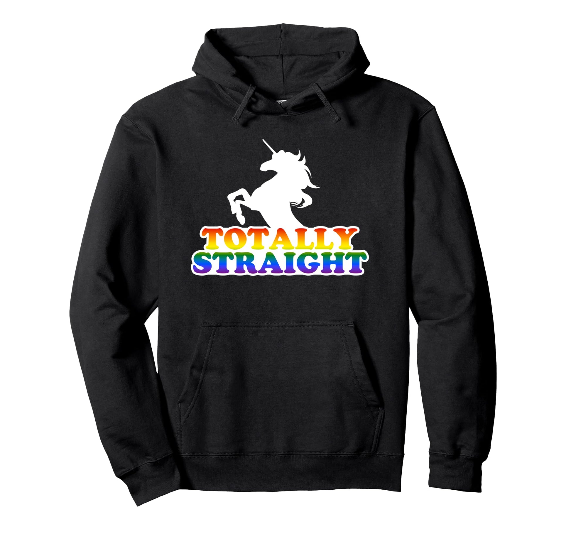 Totally Straight Funny Unicorn Lgbt Hoodie - Novelty Apparel for Adults - T-Shirt, Sweatshirt, Hoodie
