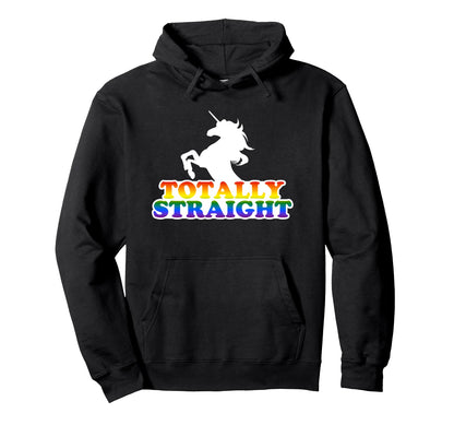 Totally Straight Funny Unicorn Lgbt Hoodie - Novelty Apparel for Adults - T-Shirt, Sweatshirt, Hoodie