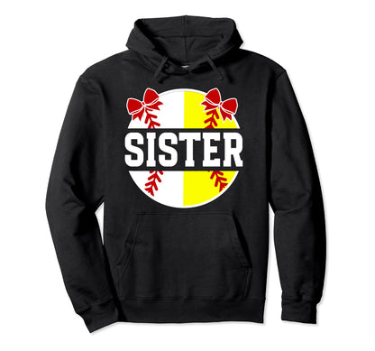 Softball Baseball Sister Baseball Hoodie - Aesthetic Graphic for Adults - T-Shirt, Sweatshirt, Hoodie