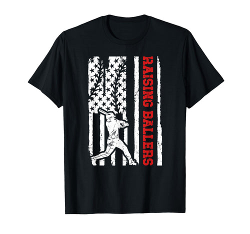Raising Ballers Baseball Dad Us Flag T-Shirt - Streetwear Style for Adults - T-Shirt, Sweatshirt, Hoodie