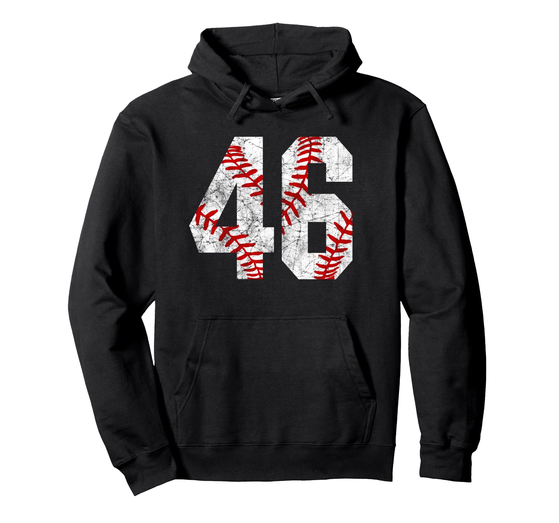 Distressed Baseball Number 46 Jersey Hoodie - Fun Novelty Design Unisex - T-Shirt, Sweatshirt, Hoodie