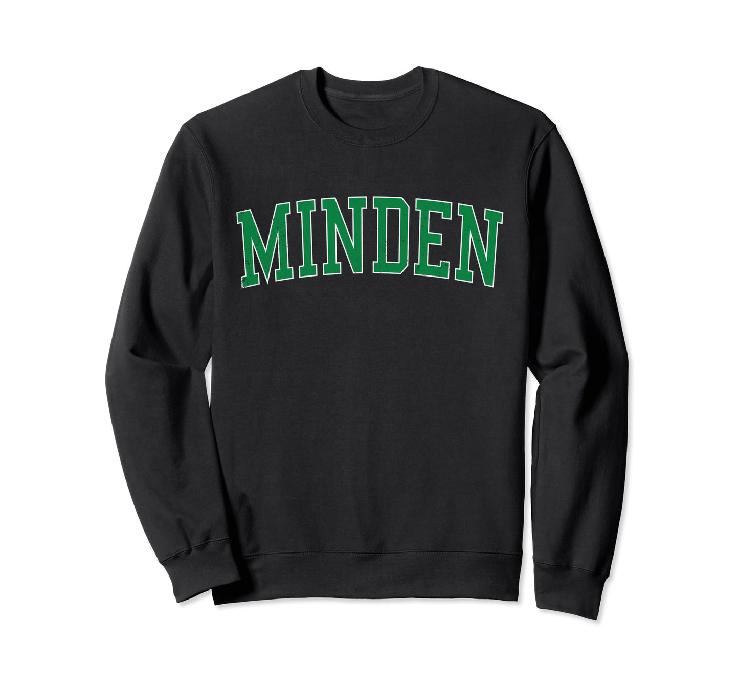 Minden La Distressed Green Varsity Sweatshirt - Aesthetic Graphic Men Women - T-Shirt, Sweatshirt, Hoodie