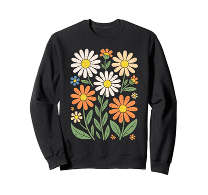 Boho Daisy Wildflowers Power Floral Sweatshirt - Trendy Graphic Unisex - T-Shirt, Sweatshirt, Hoodie