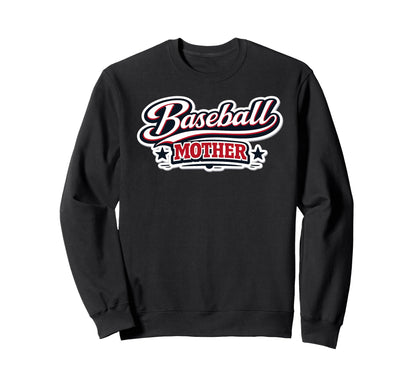 Baseball Mother Script Red White Sweatshirt - Casual Everyday Wear Unisex - T-Shirt, Sweatshirt, Hoodie