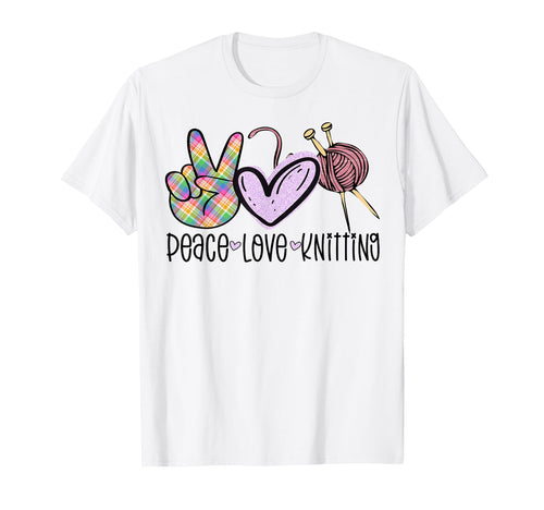 Peace Love Knitting Hippie Peace T-Shirt - Minimalist Print for Adults - T-Shirt, Sweatshirt, Hoodie