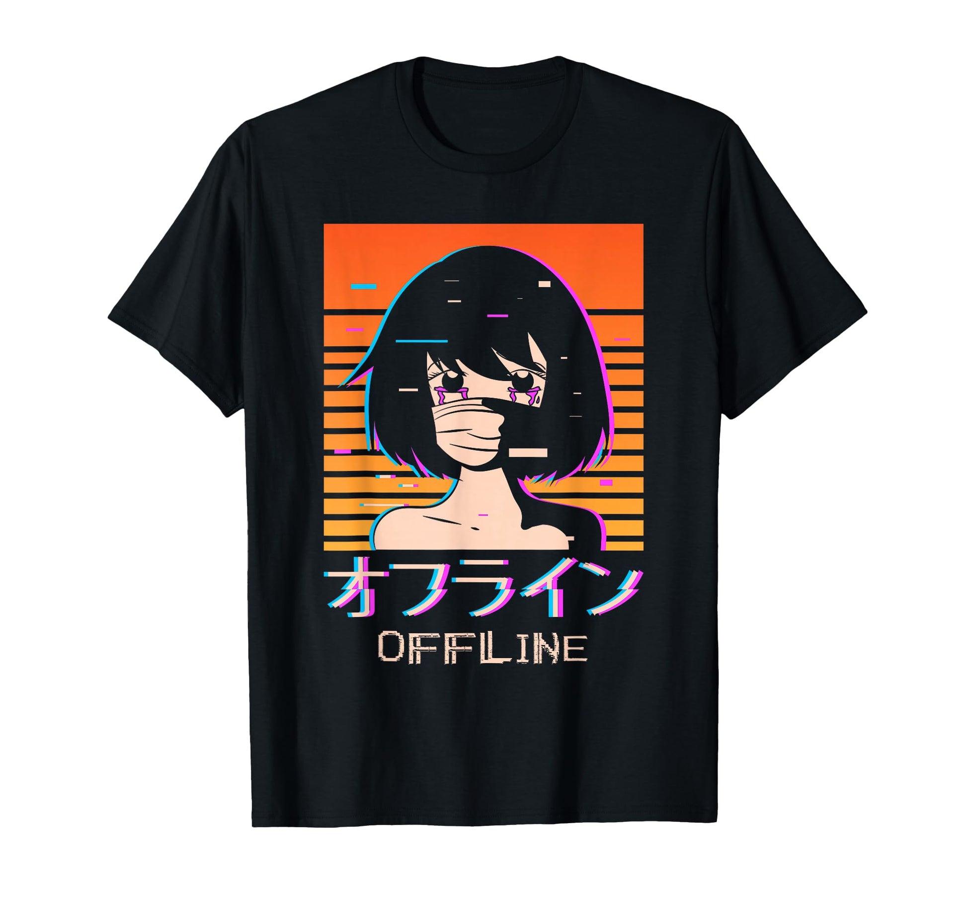 Sad Anime Offline Japanese Text Vaporwave T-Shirt - Novelty Apparel Unisex - T-Shirt, Sweatshirt, Hoodie