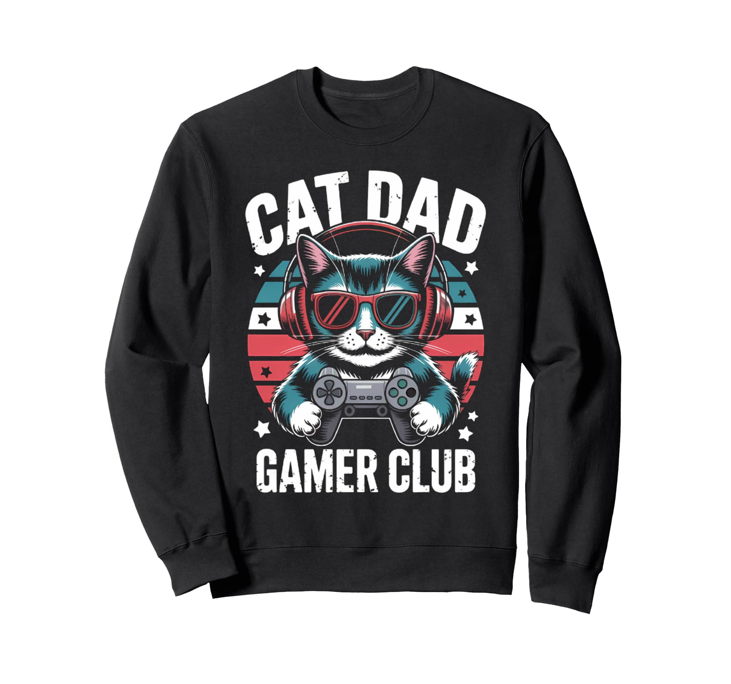 Funny Cat Dad Gamer Club Him Sweatshirt - Fun Novelty Design for Adults - T-Shirt, Sweatshirt, Hoodie