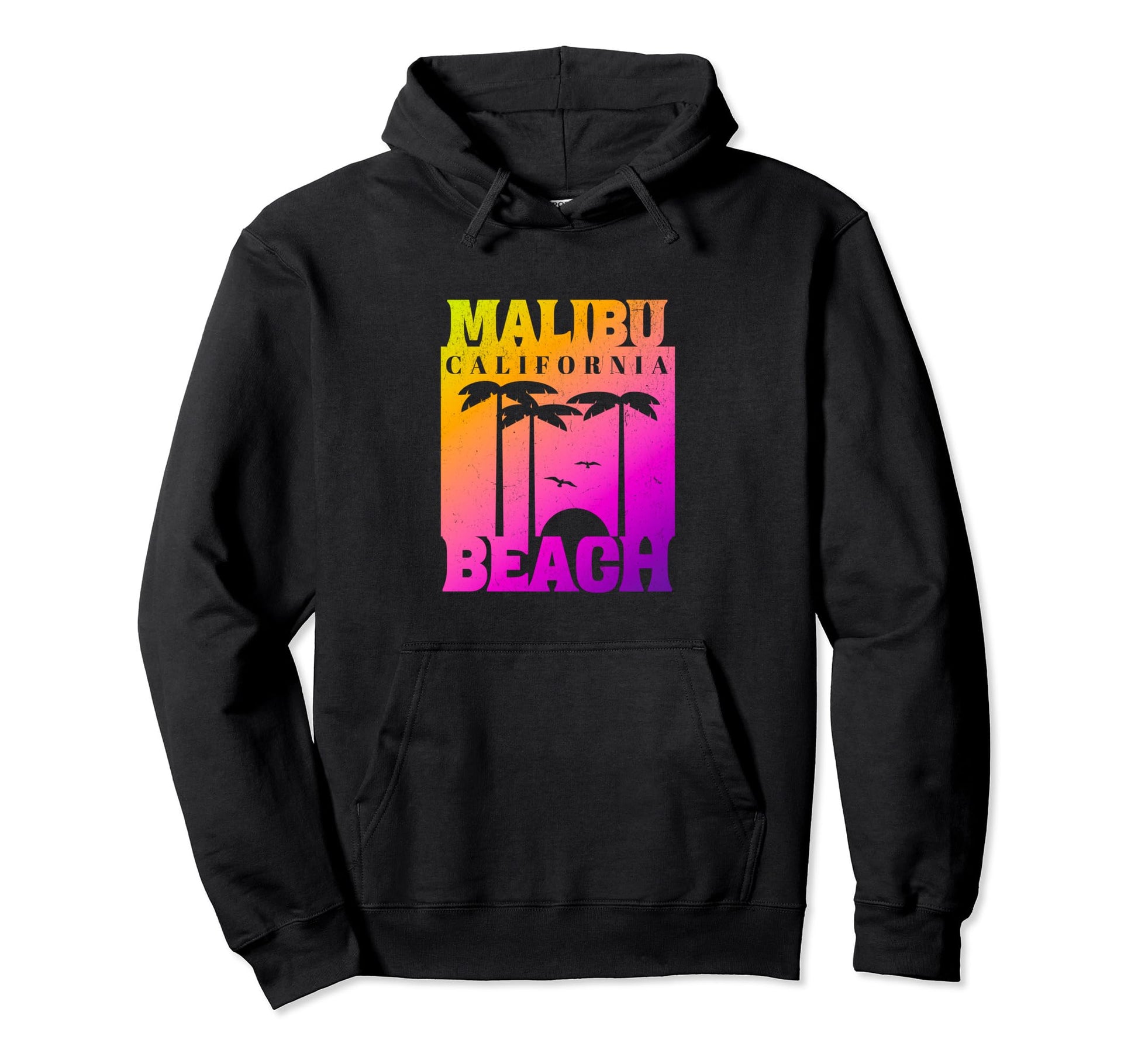 Malibu Beach 80S Colorful Rainbow Hoodie - Streetwear Style for Adults - T-Shirt, Sweatshirt, Hoodie