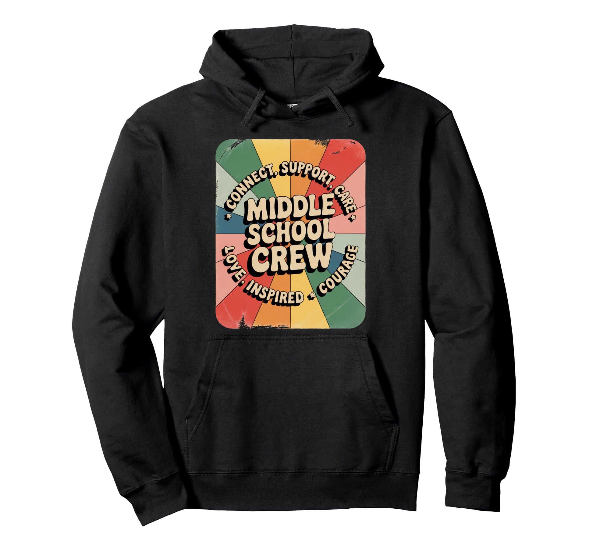 Middle School Crew Rainbow Positivity Hoodie - Trendy Graphic for Adults - T-Shirt, Sweatshirt, Hoodie
