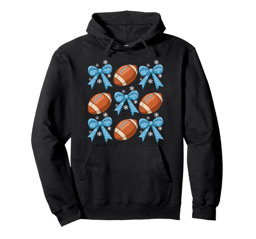 Bow Football Coquette Football Mom Mama Hoodie - Minimalist Print Unisex - T-Shirt, Sweatshirt, Hoodie