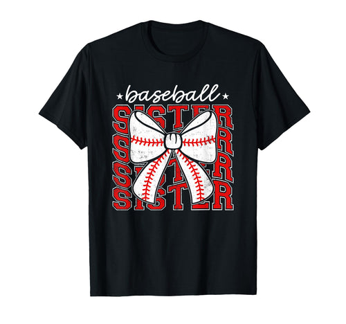 Baseball Sister Coquette Bow Sport T-Shirt - Custom Art Print Men Women - T-Shirt, Sweatshirt, Hoodie