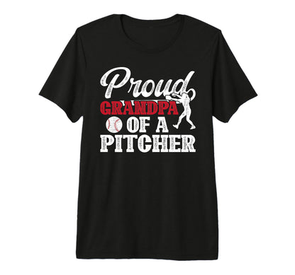 Mens Proud Baseball Pitcher Grandpa T-Shirt - Graphic Print Unisex - T-Shirt, Sweatshirt, Hoodie