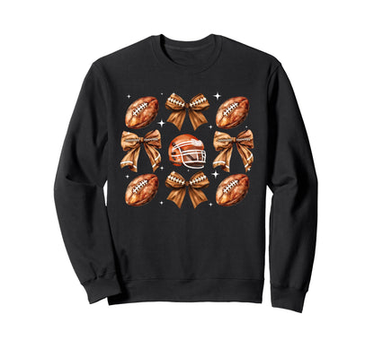 Football Coquette Bow Game Day Sweatshirt - Graphic Print Men Women - T-Shirt, Sweatshirt, Hoodie
