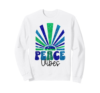 Peace Vibes Groovy Hippie 60S Sweatshirt - Unique Graphic Men Women - T-Shirt, Sweatshirt, Hoodie