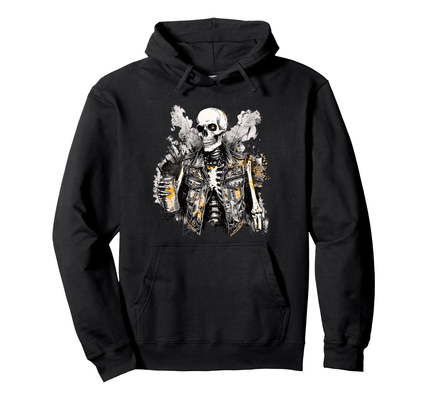 Grunge Rock Skeleton Graffiti Artist Punk Hoodie - Streetwear Style Unisex - T-Shirt, Sweatshirt, Hoodie