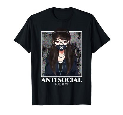 Anti Social Anime Japanese T-Shirt - Custom Art Print for Adults - T-Shirt, Sweatshirt, Hoodie