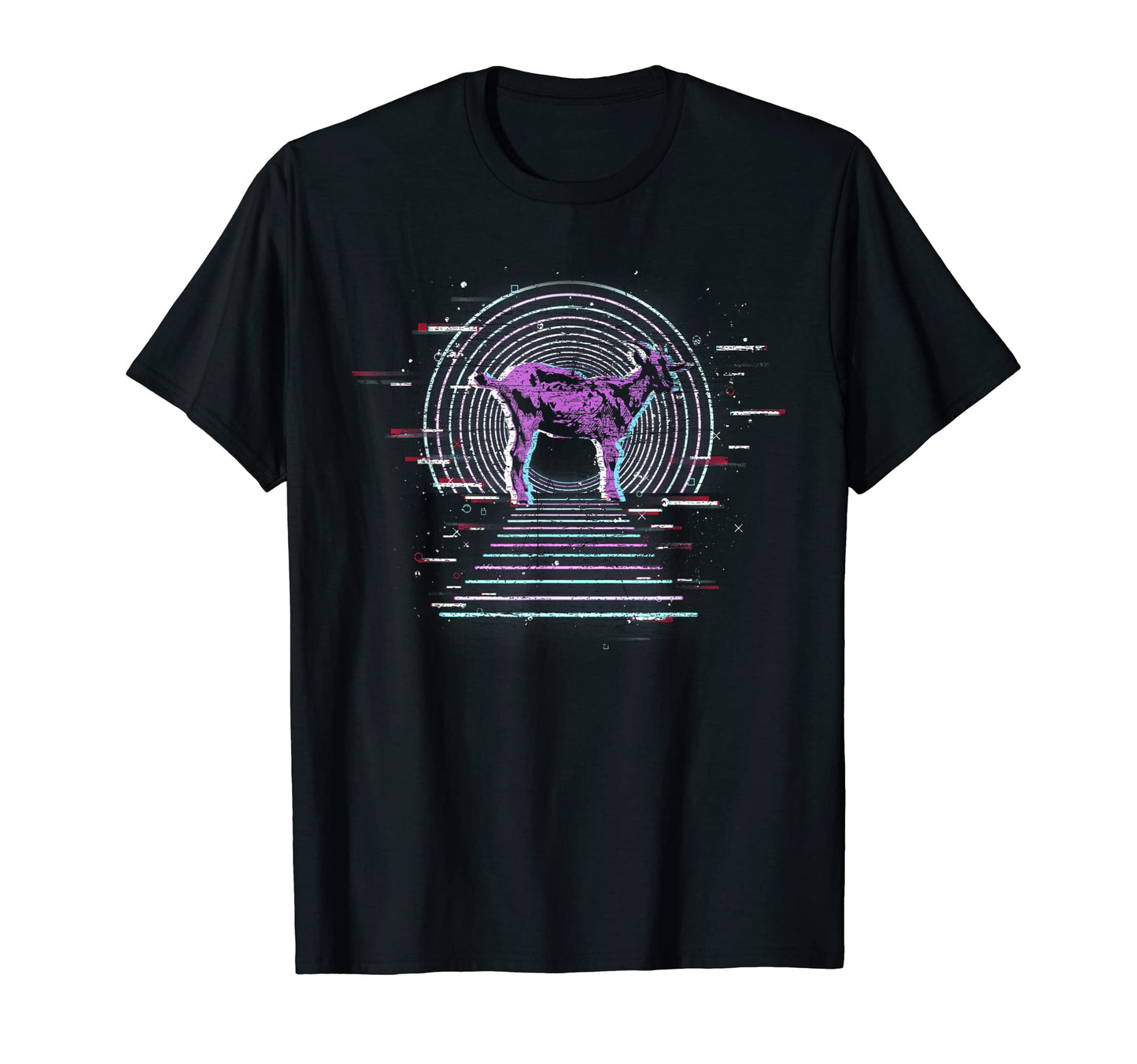 Farm Animal Synthwave Goat 90S T-Shirt - Graphic Print for Adults - T-Shirt, Sweatshirt, Hoodie