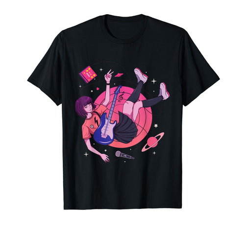 Anime Playing Guitar Japanese Aesthetic T-Shirt - Graphic Print Men Women - T-Shirt, Sweatshirt, Hoodie