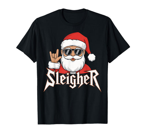 Sleigher Santa Claus Funny Rock Music T-Shirt - Minimalist Print Unisex - T-Shirt, Sweatshirt, Hoodie