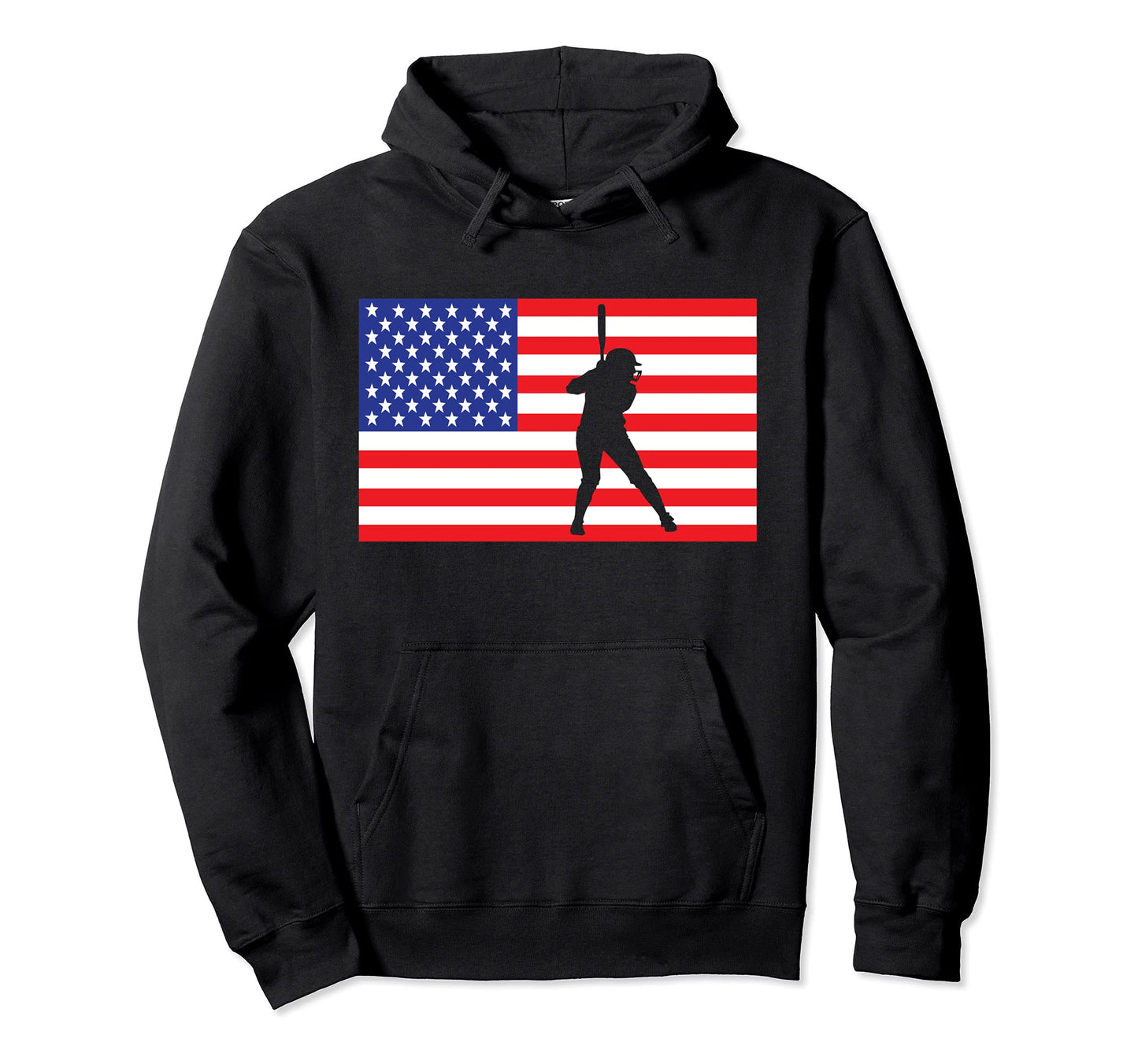Softball Player Usa American Flag Hoodie - Custom Art Print for Adults - T-Shirt, Sweatshirt, Hoodie