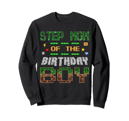 Step Mom Birthday Pixel Gamer Family Sweatshirt - Aesthetic Graphic Unisex - T-Shirt, Sweatshirt, Hoodie