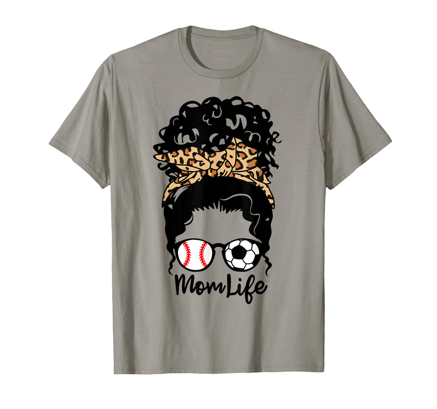 Mom Life Messy Bun Curly Hair T-Shirt - Minimalist Print for Adults - T-Shirt, Sweatshirt, Hoodie