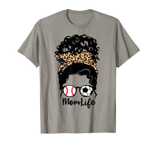 Mom Life Messy Bun Curly Hair T-Shirt - Minimalist Print for Adults - T-Shirt, Sweatshirt, Hoodie