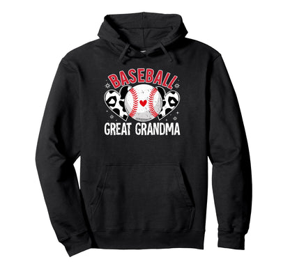 Ball Great Grandma Heart Baseball Hoodie - Minimalist Print for Adults - T-Shirt, Sweatshirt, Hoodie