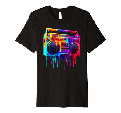 Dripping Paint Boombox Old School T-Shirt - Aesthetic Graphic for Adults - T-Shirt, Sweatshirt, Hoodie