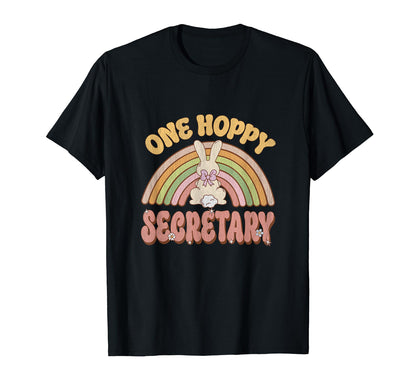 One Hoppy Secretary Bunny Easter T-Shirt - Aesthetic Graphic Unisex - T-Shirt, Sweatshirt, Hoodie