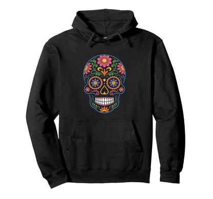 Funny Sugar Skull Floral Skeleton Hoodie - Casual Everyday Wear Unisex - T-Shirt, Sweatshirt, Hoodie