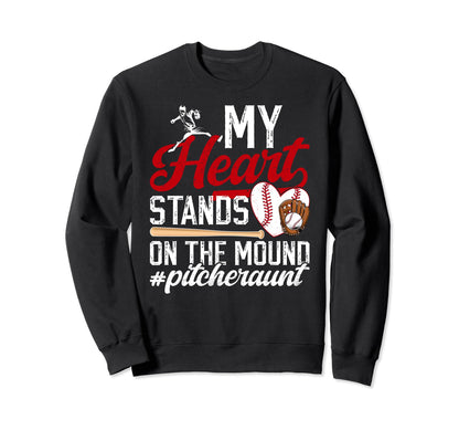 Mound Baseball Pitcher Aunt Sweatshirt - Novelty Apparel for Adults - T-Shirt, Sweatshirt, Hoodie
